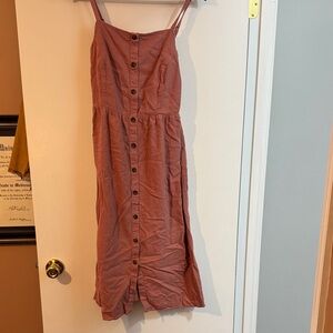 Old Navy Dusty Rose Button-Front Midi Dress